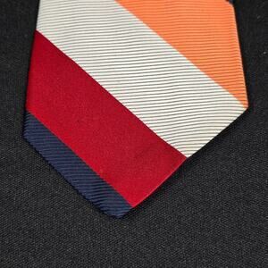 SUPERBA Tie Men’s Red Navy Blue Orange White Striped Polyester